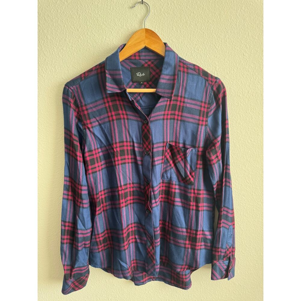 Rails Blue And Red Plaid Button Up - image 1